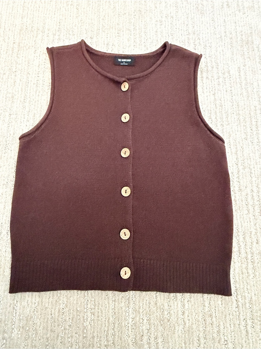 The Workshop brand Brown Sleeveless Button-Front Knit Tank brand new